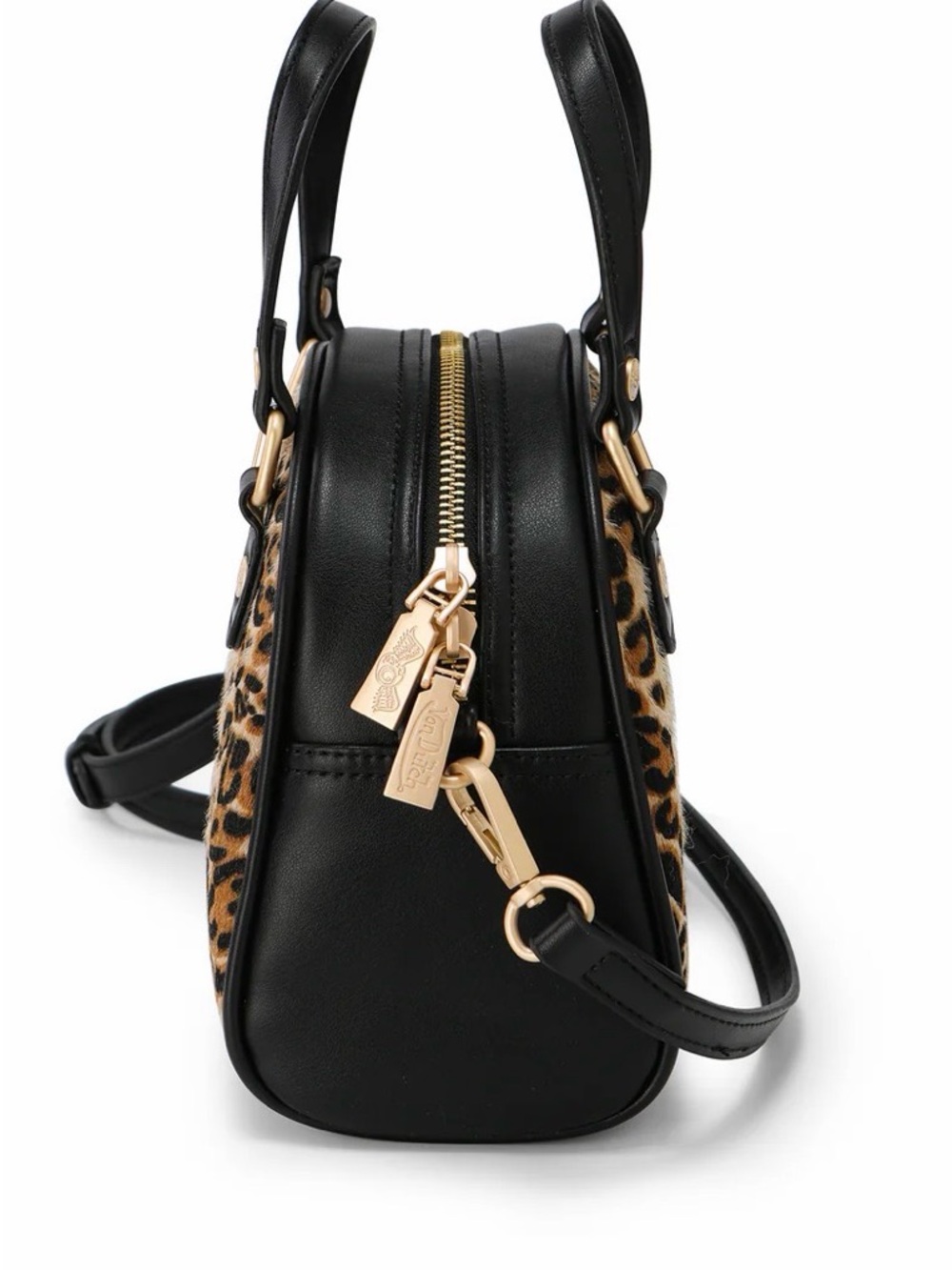 Von Dutch Leopard Print Bowling Bag- Dome Satchel - Black Trim- NEW! - Picture 3 of 6